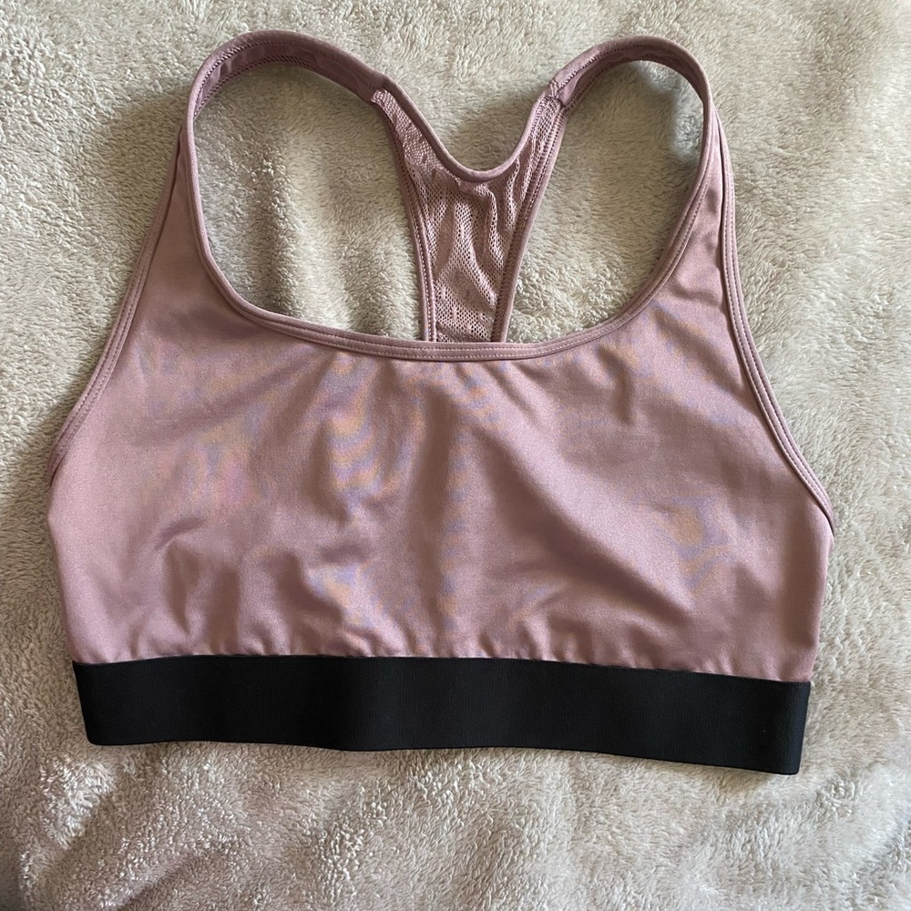 Victoria Sport Pink and Black Racerback Sports Bra Medium Support